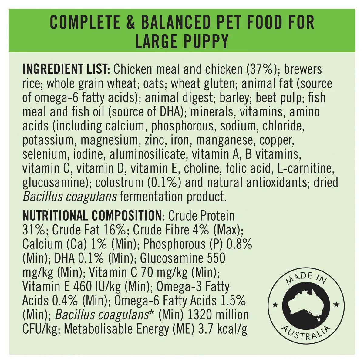 Pro Plan Large Breed Puppy Chicken Formula with Colostrum & Probiotic Dry Dog Food - Image 9