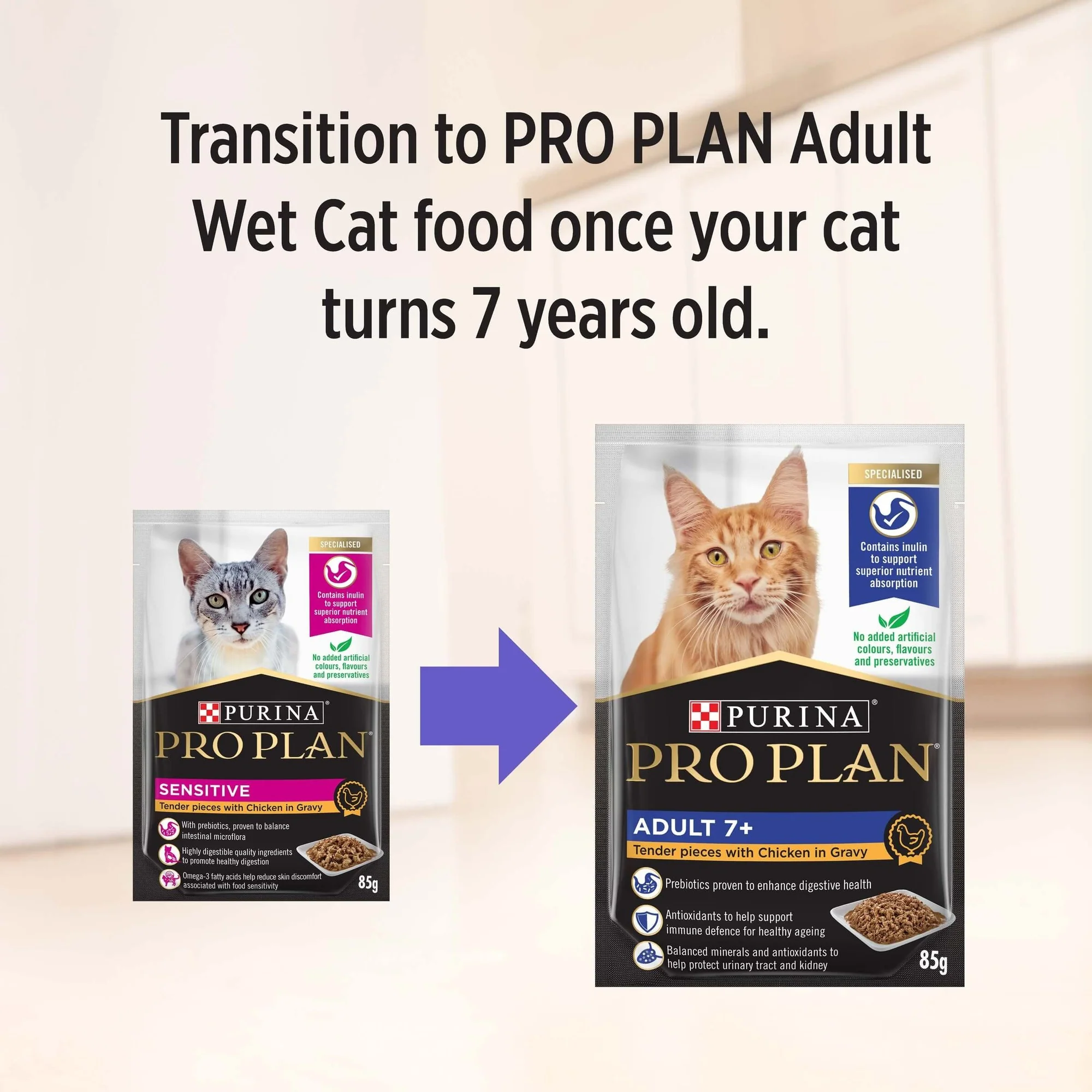 Pro Plan Sensitive Adult Chicken Gravy Pouch Wet Cat Food 85G - Image 17