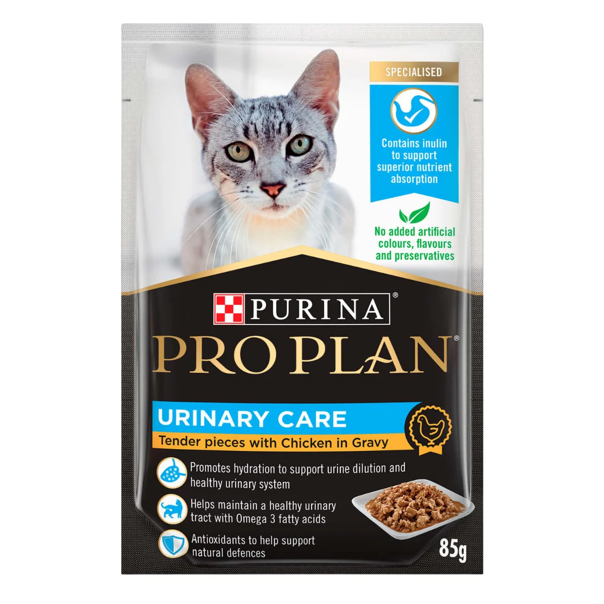 Pro Plan Urinary Tract Health Adult Chicken Gravy Pouch Wet Cat Food 85G - Image 2