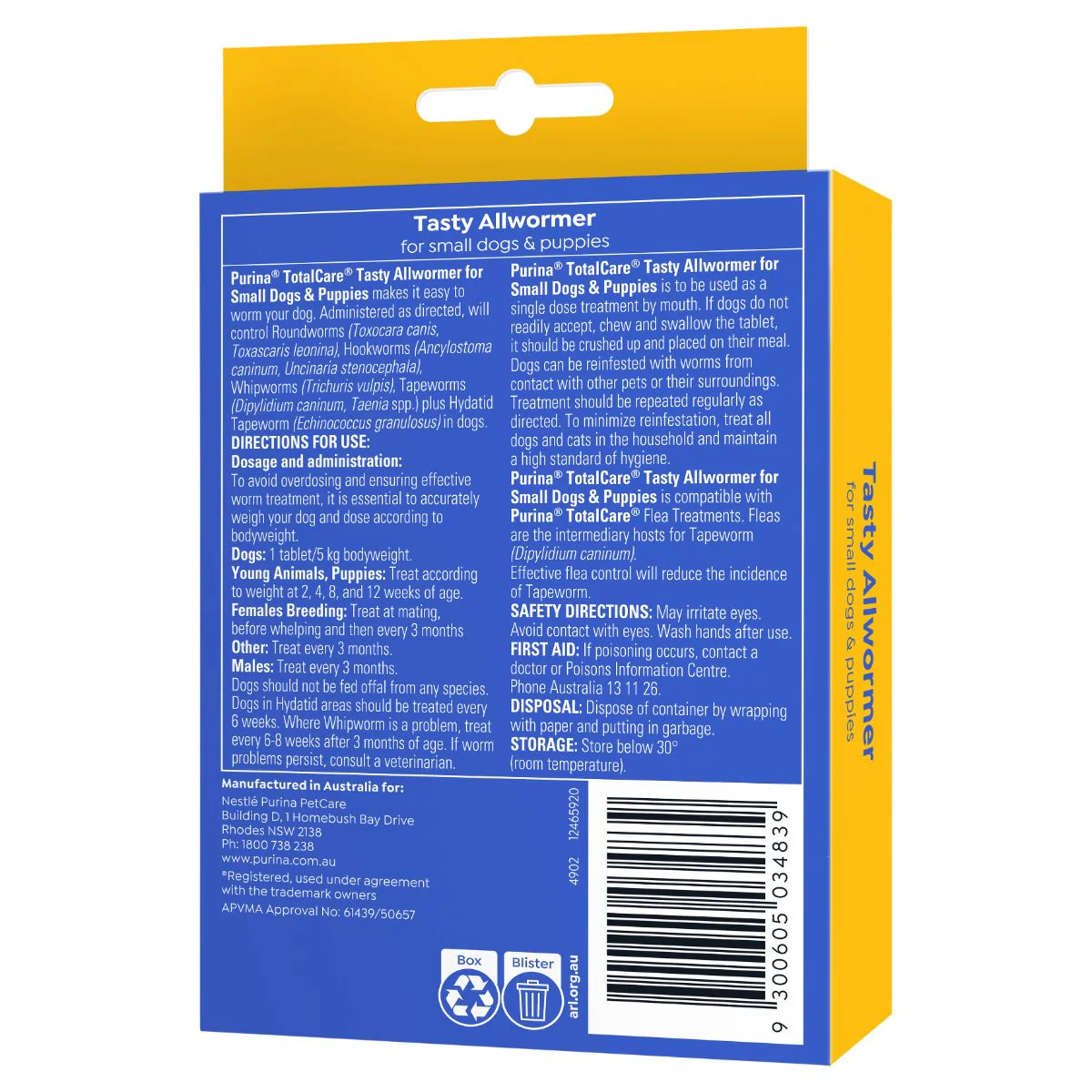 Purina Total Care Tasty Allwormer For Small Dogs & Puppies Liver Flavour 4 Tablets - Image 2