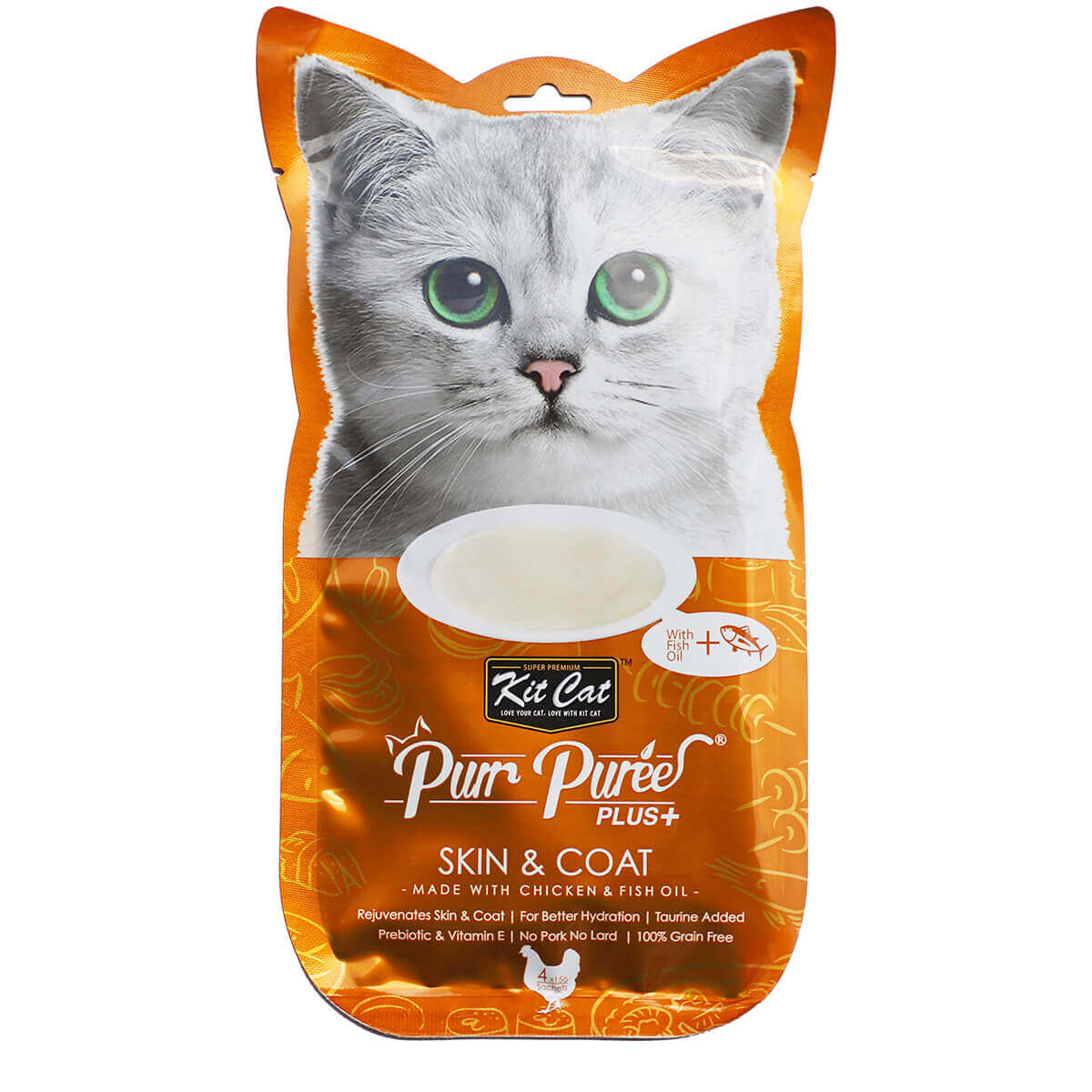 Purr Puree Plus+ Chicken & Fish Oil Skin Care Cat Treats 60g - Image 2