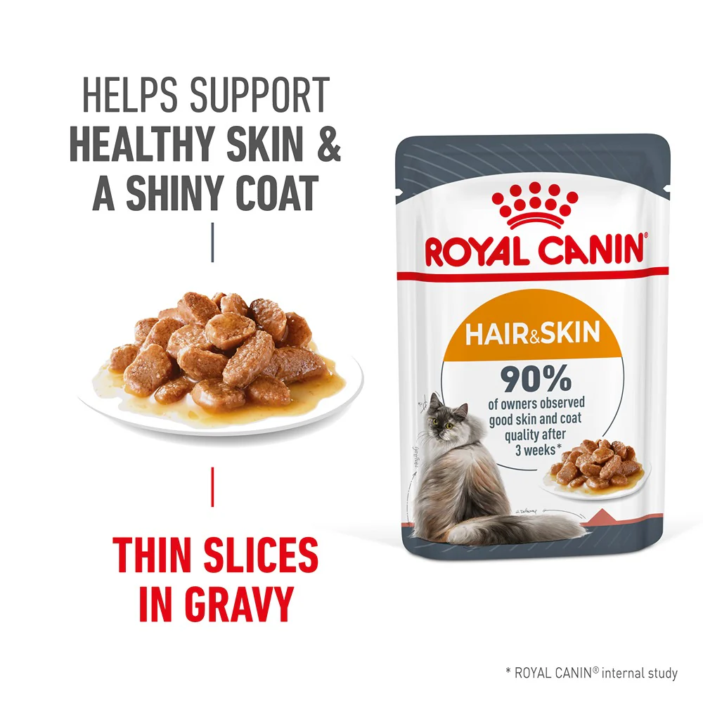 Royal Canin Hair & Skin Gravy Adult Wet Cat Food - Image 3