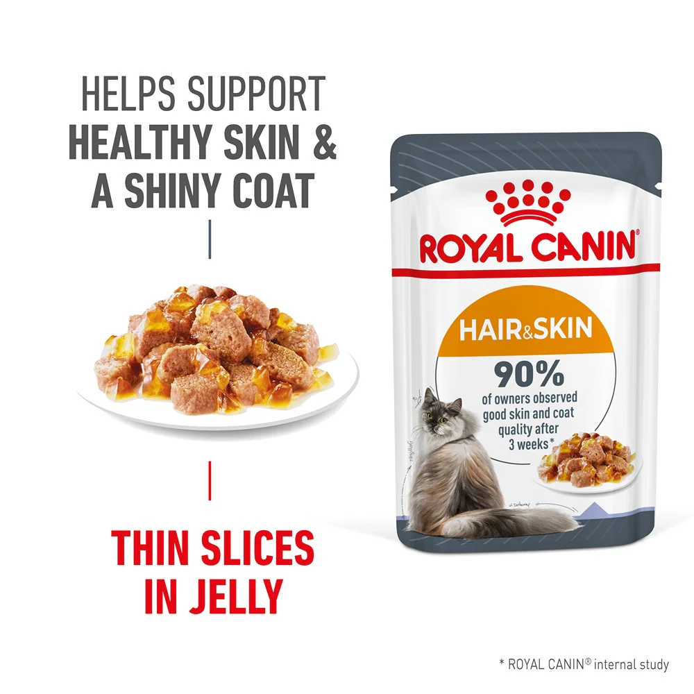 Royal Canin Hair & Skin Jelly Adult Wet Cat Food - Image 3