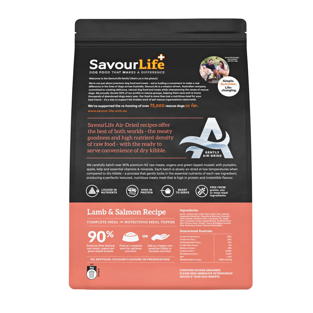 SavourLife Air Dried Adult Lamb & Salmon Recipe Dry Dog Food - Image 2