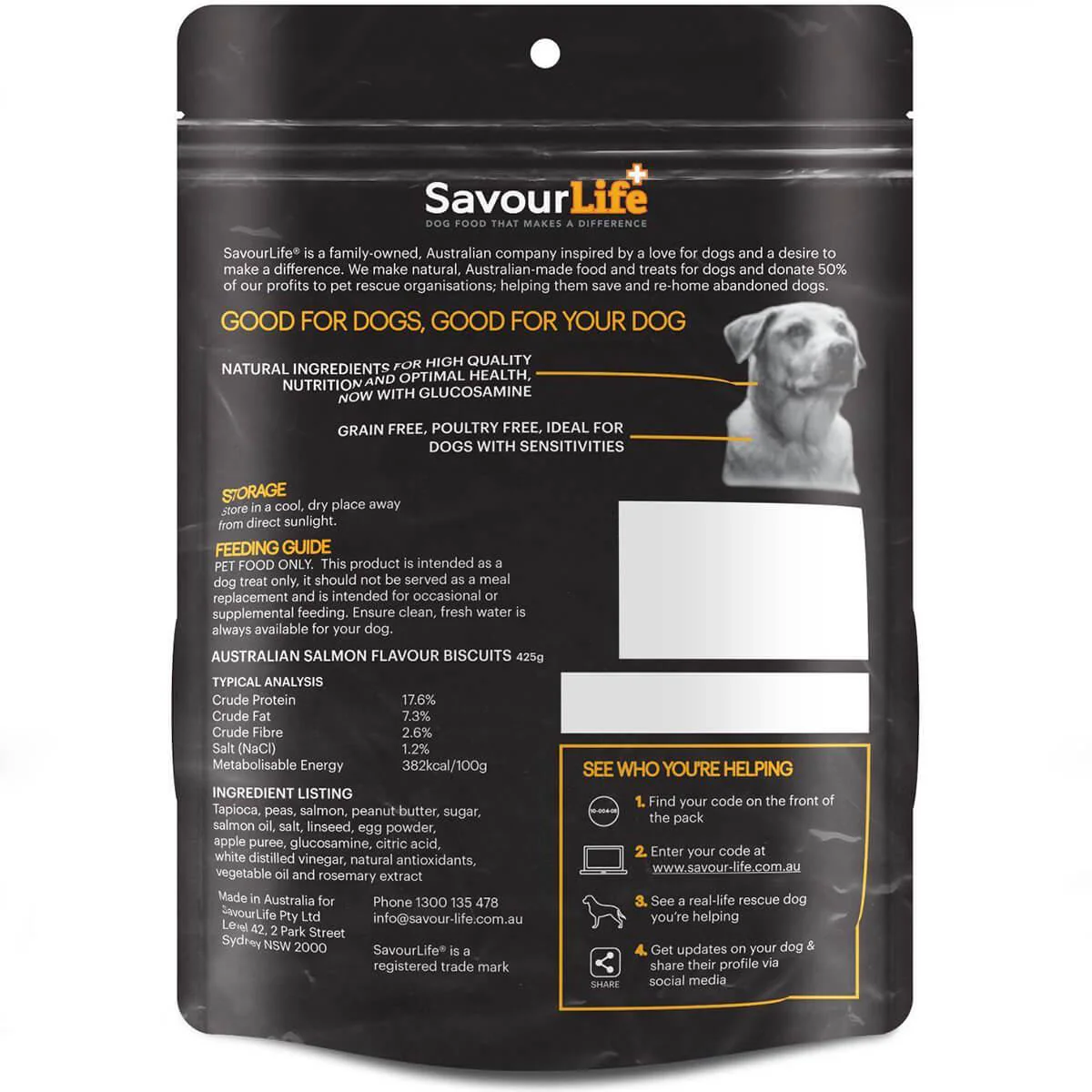SavourLife Australian Grain Free Salmon Biscuits Dog Treats 425g - Image 2