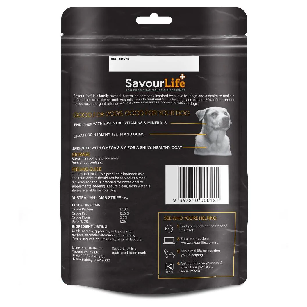 Savourlife Australian Lamb Strips Dog Treats 165G - Image 5