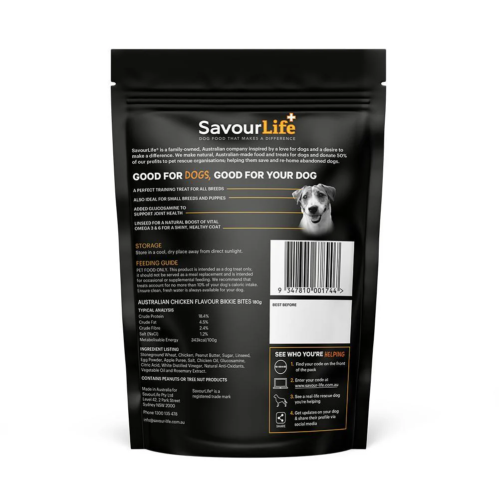 SavourLife Chicken Bikkie Bites Dog Treats 180g - Image 2