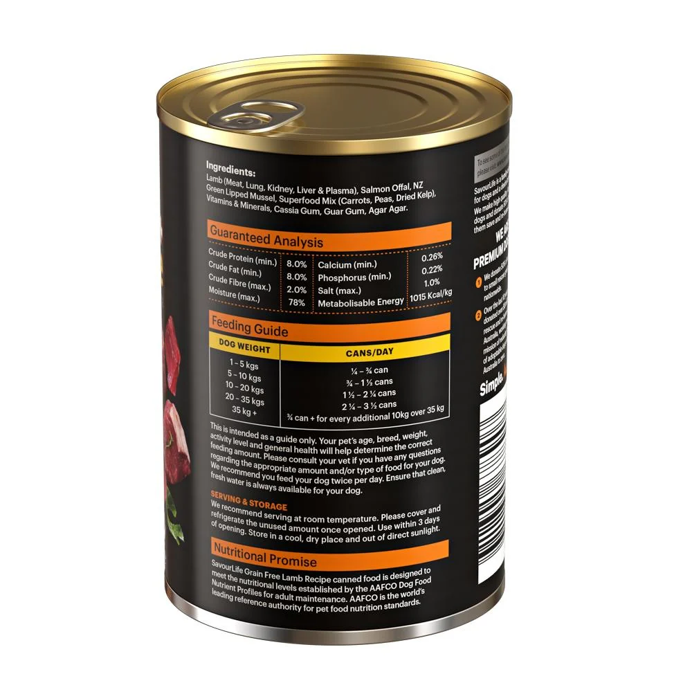 SavourLife Grain Free Adult Lamb Recipe Wet Dog Food 375g - Image 3