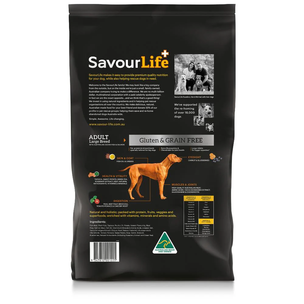 Savourlife Grain Free Adult Large Breed Fish Dry Dog Food 15kg - Image 2