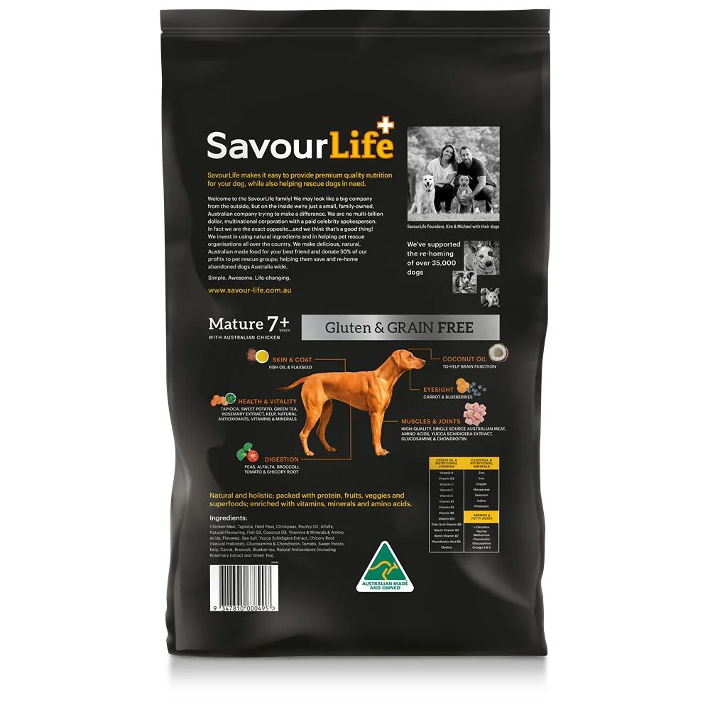 Savourlife Grain Free Mature 7+ With Australian Chicken Dry Dog Food - Image 3