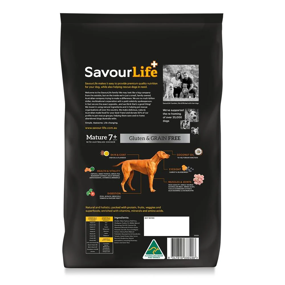 Savourlife Grain Free Mature 7+ With Australian Chicken Dry Dog Food - Image 4