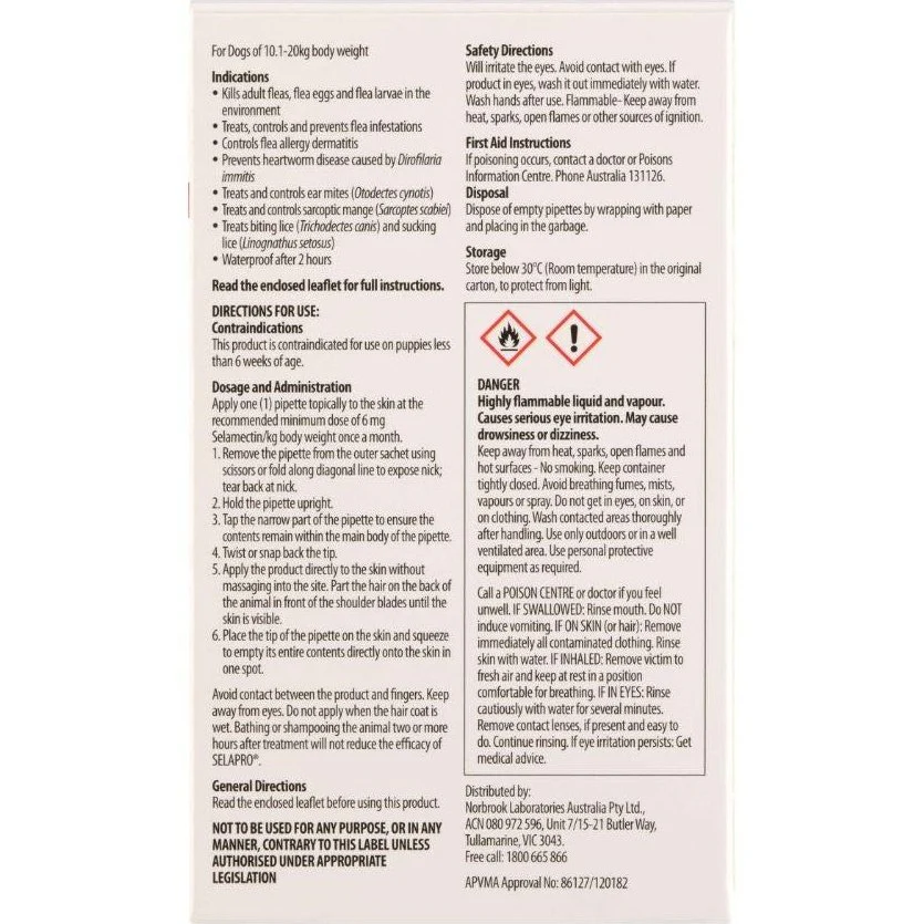Selapro Large Breed 10-20kg Flea & Worming Spot-On Dog Treatment - Image 8