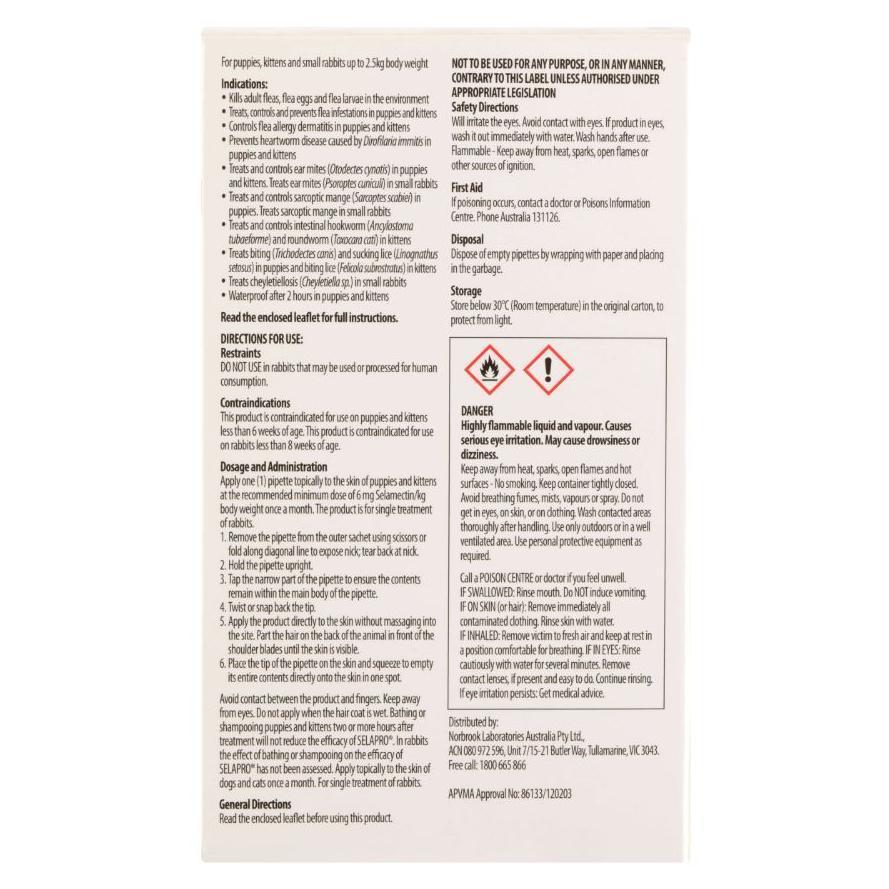 Selapro Spot On Treatment <2.5kg Kitten & Puppy - Image 6