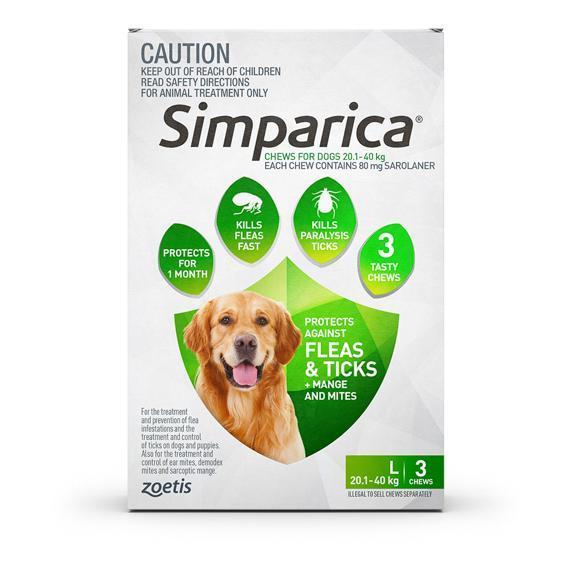 Simparica Flea, Tick & Mite Treatment 20.1-40kg Dog - Image 2
