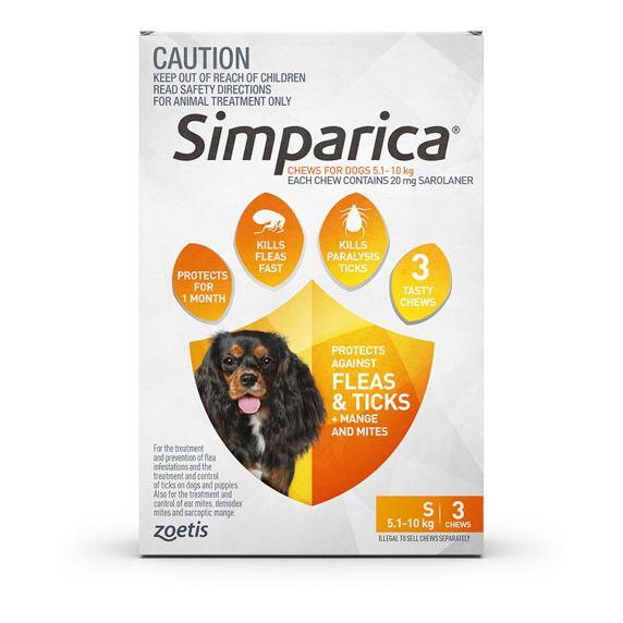 Simparica Flea, Tick & Mite Treatment 5.1-10kg Dog - Image 3