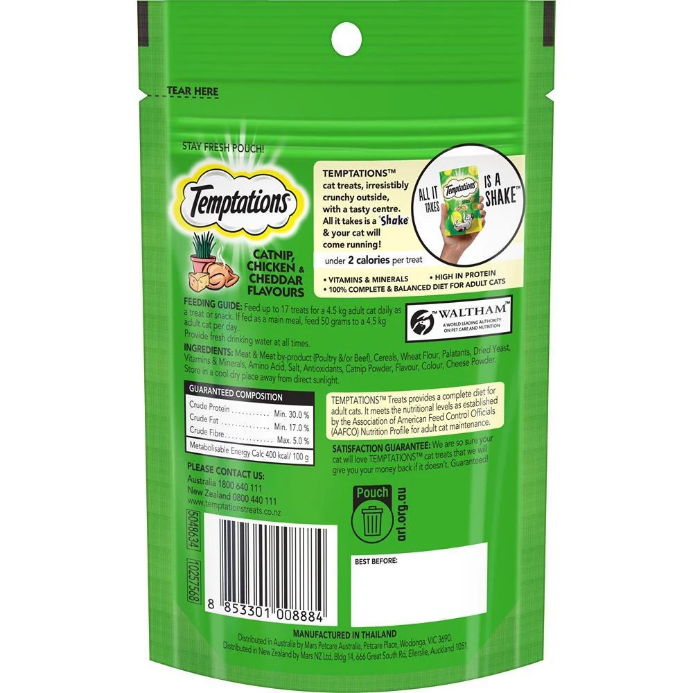 Temptations Catnip Chicken and Cheddar Mixups Cat Treats 85g - Image 7