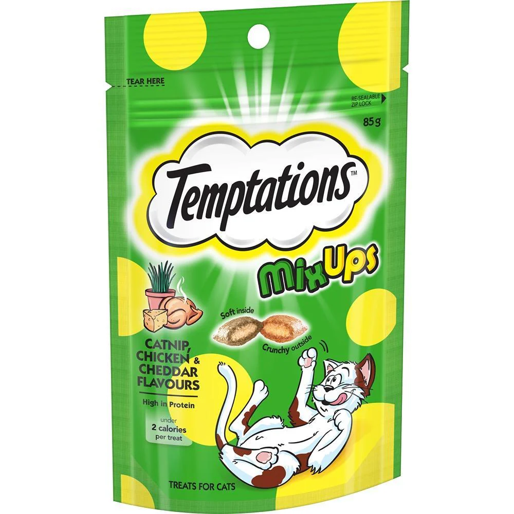 Temptations Catnip Chicken and Cheddar Mixups Cat Treats 85g - Image 8