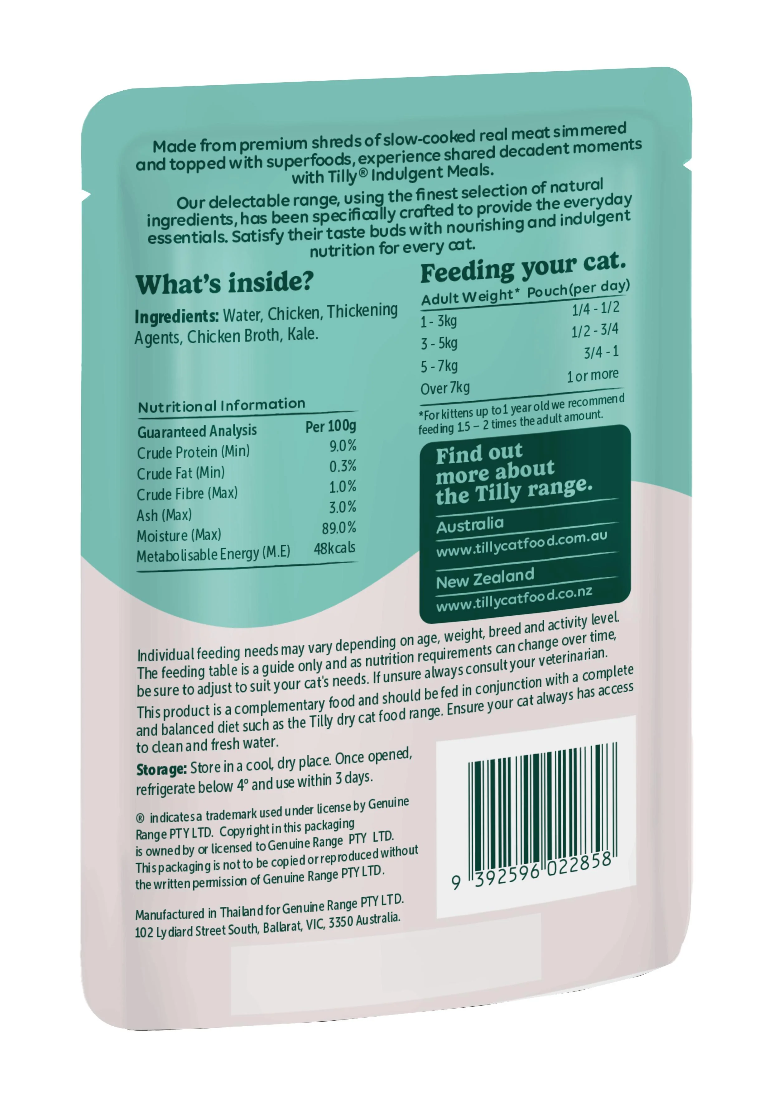Tilly Indulgent Meals Chicken & Kale in Gravy Wet Cat Food 80g - Image 3