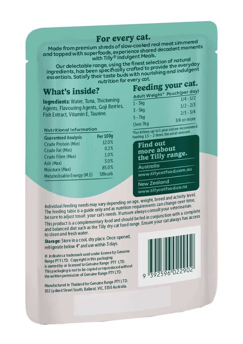 Tilly Indulgent Meals Tuna & Goji Berries in Gravy Wet Cat Food 80g - Image 3