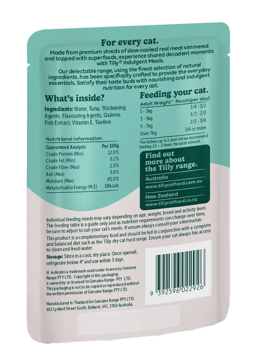 Tilly Indulgent Meals Tuna & Quinoa in Gravy Wet Cat Food 80g - Image 2