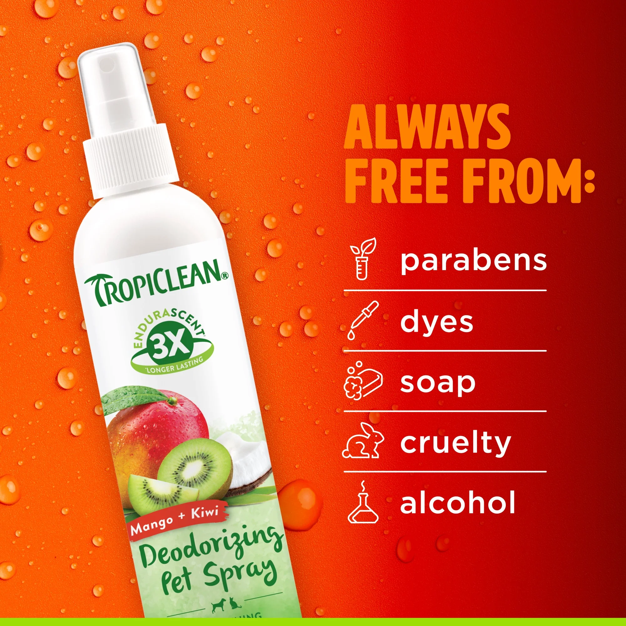 TropiClean EnduraScent Deodorising Pet Spray Mango Kiwi - Image 6