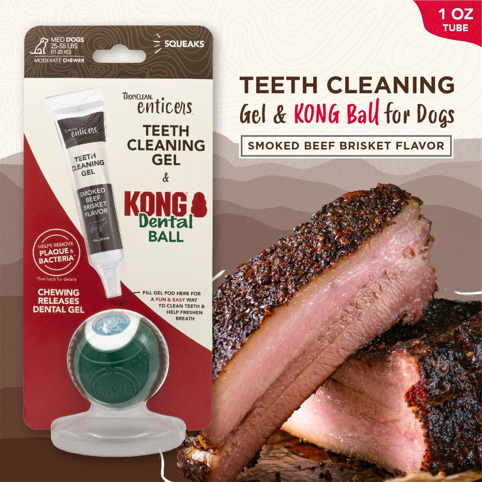 TropiClean Enticers Kong Dental Ball & Smoked Beef Brisket Gel - Image 29