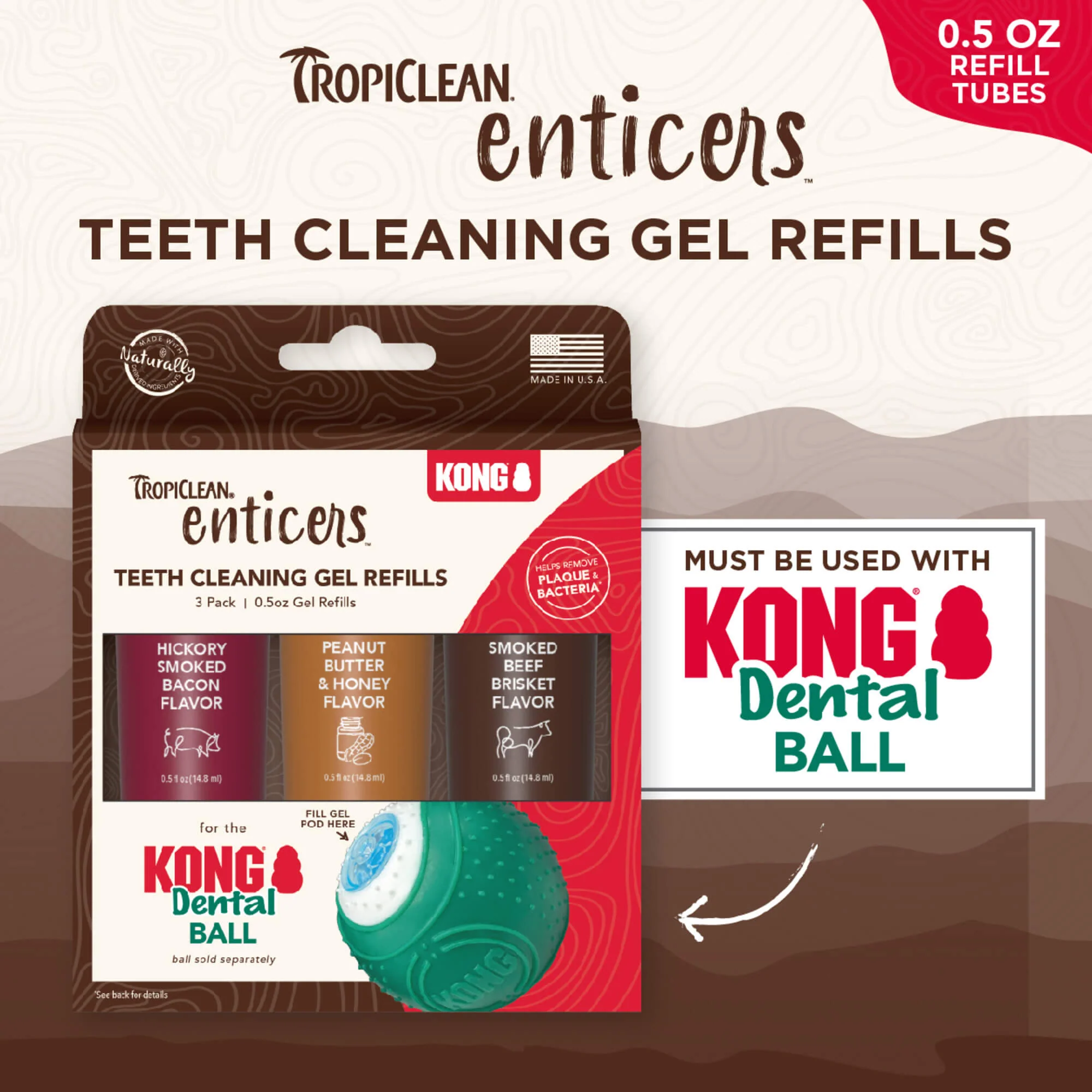 TropiClean Enticers Teeth Cleaning Gel Refills for Kong Dental Ball 3pk - Image 6