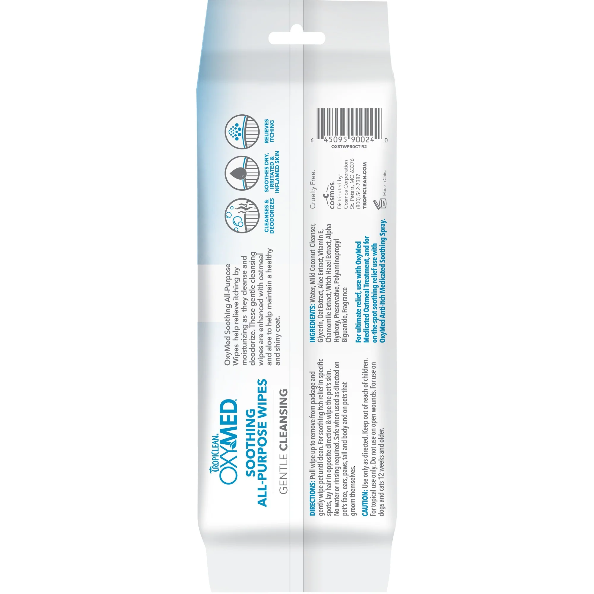 TropiClean OxyMed Soothing Relief Wipes for Pets 50pk - Image 2