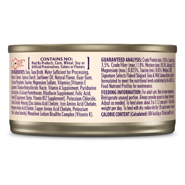 Wellness Core Signature Selects Flaked Skipjack Tuna & Wild Salmon Entrée in Broth Wet Cat Food - Image 2