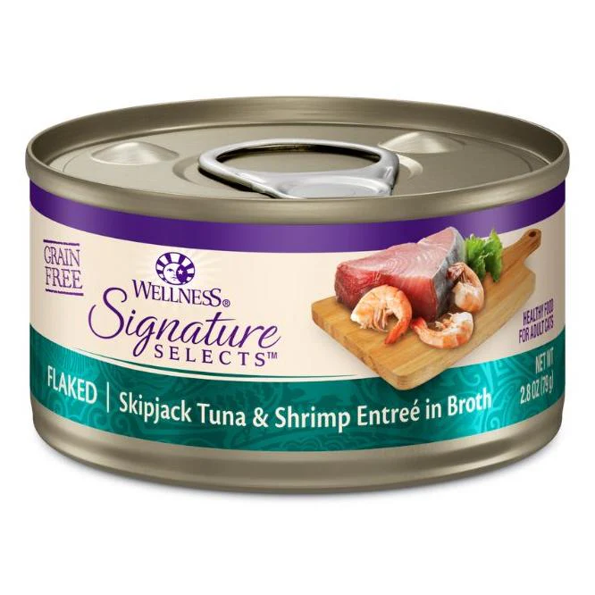 Wellness Core Signature Selects Flaked Skipjack Tuna With Shrimp Entrée in Broth Wet Cat Food - Image 3