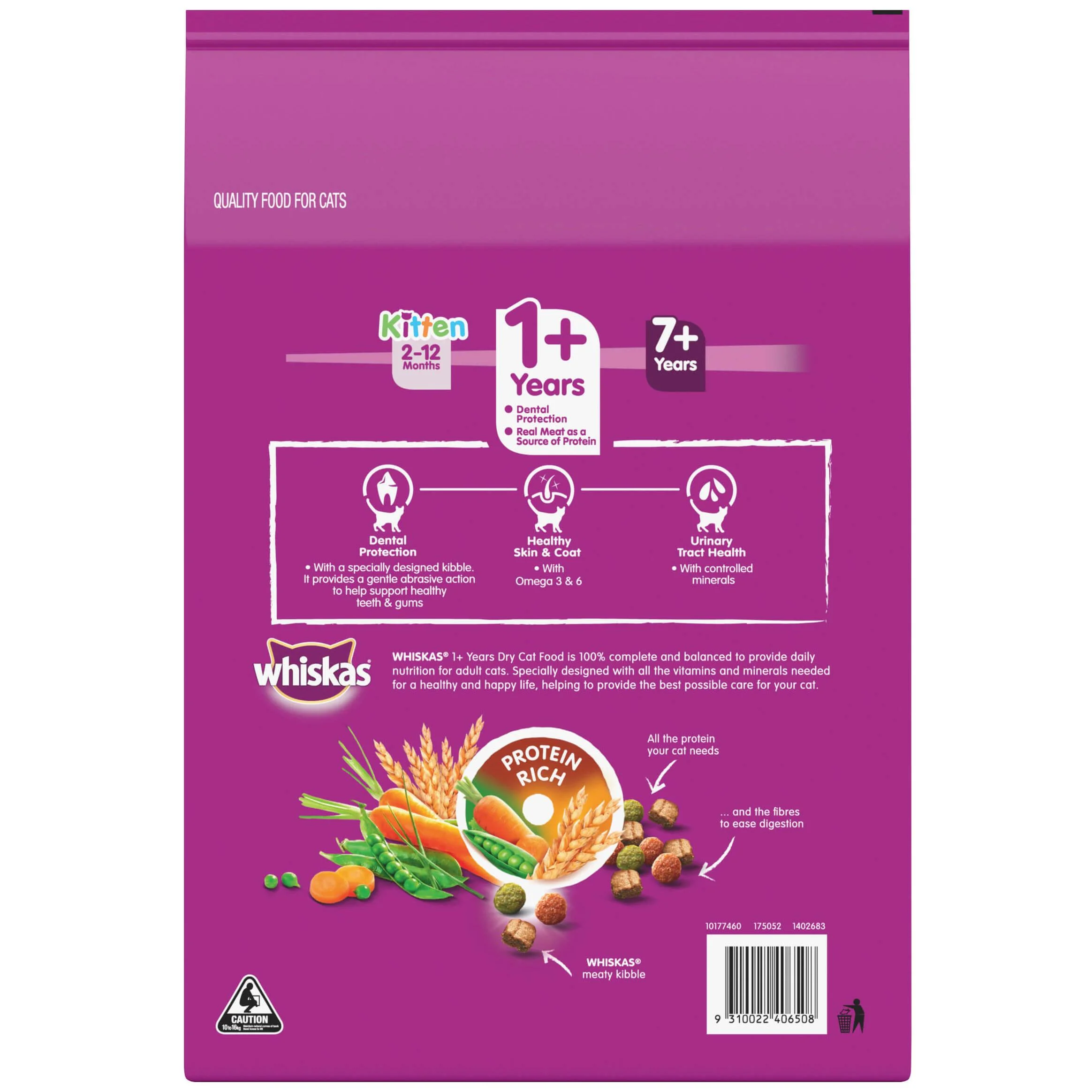 Whiskas Adult 1 Plus Year Beef & Lamb Dry Cat Food 12kg - Image 2