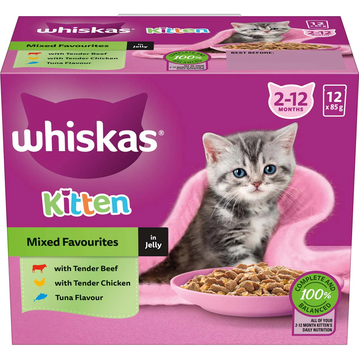 Whiskas Favourites Kitten Mixed Favourites in Jelly Wet Cat Food 12x85g