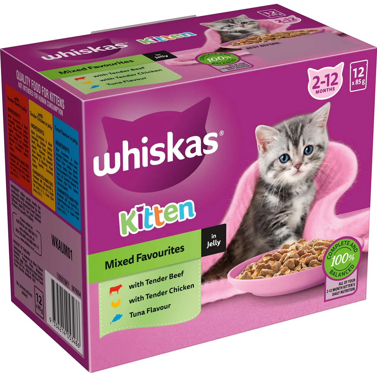 Whiskas Favourites Kitten Mixed Favourites in Jelly Wet Cat Food 12x85g - Image 2