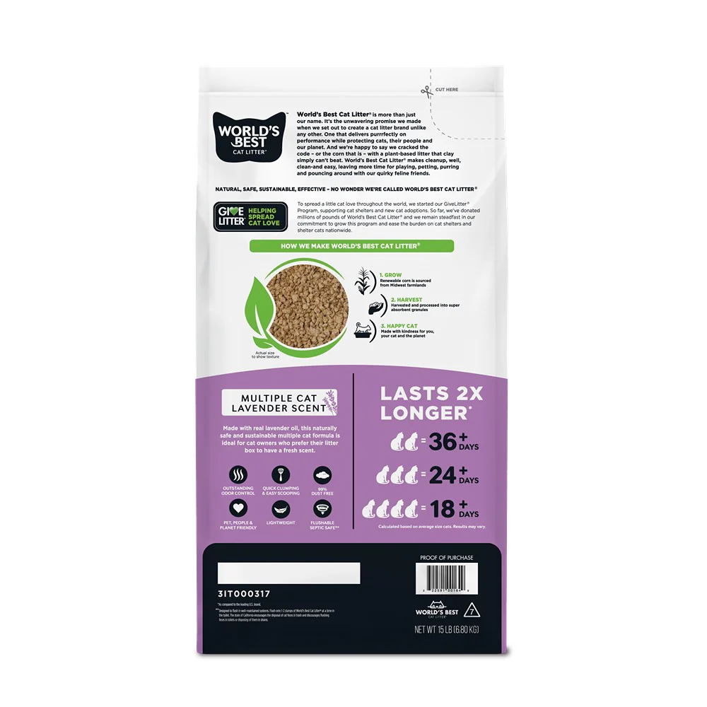World's Best Multiple Cat Lavender Scented Cat Litter - Image 3