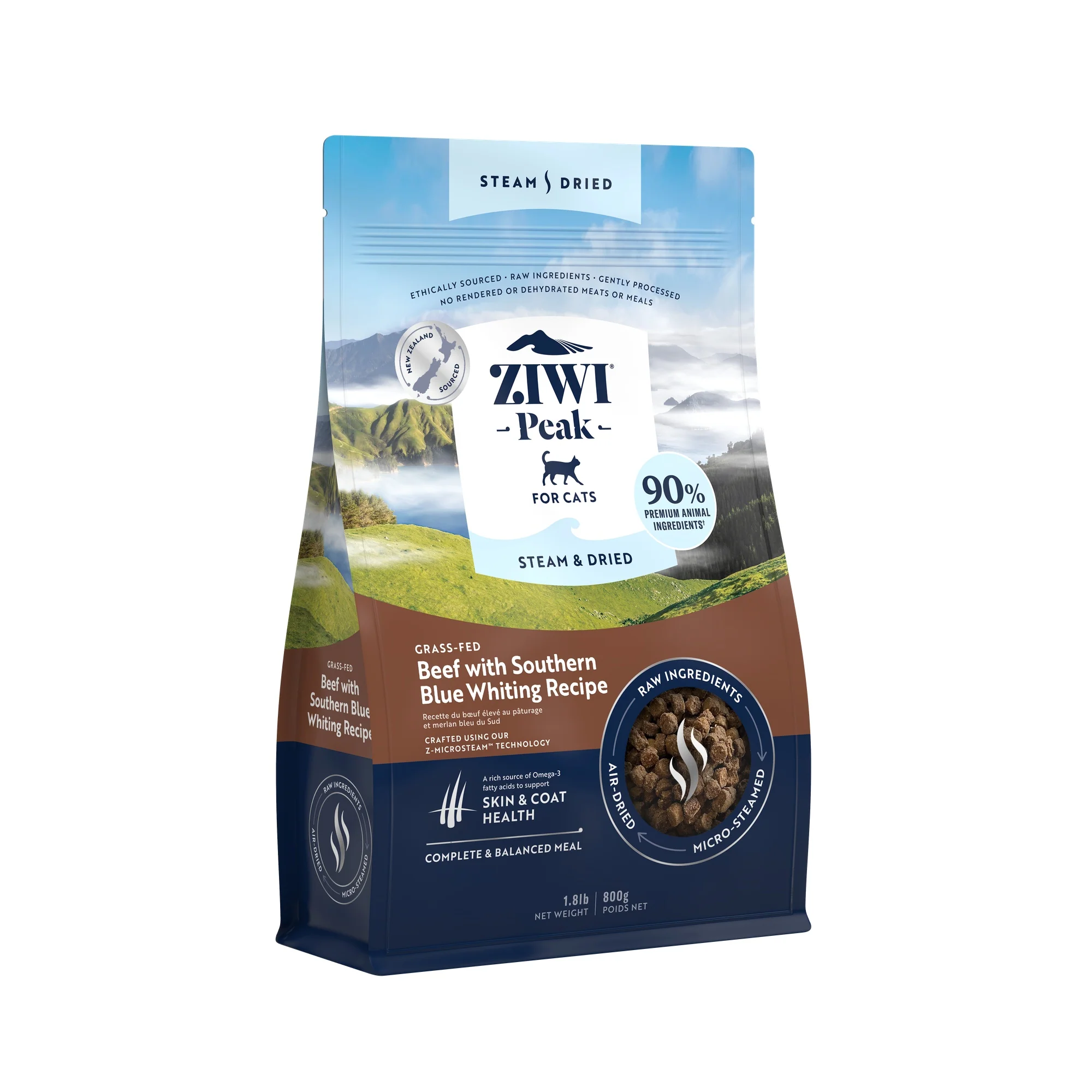 Ziwi Peak Steam & Dried Grass-fed Beef with Southern Blue Whiting Dry Cat Food - Image 10