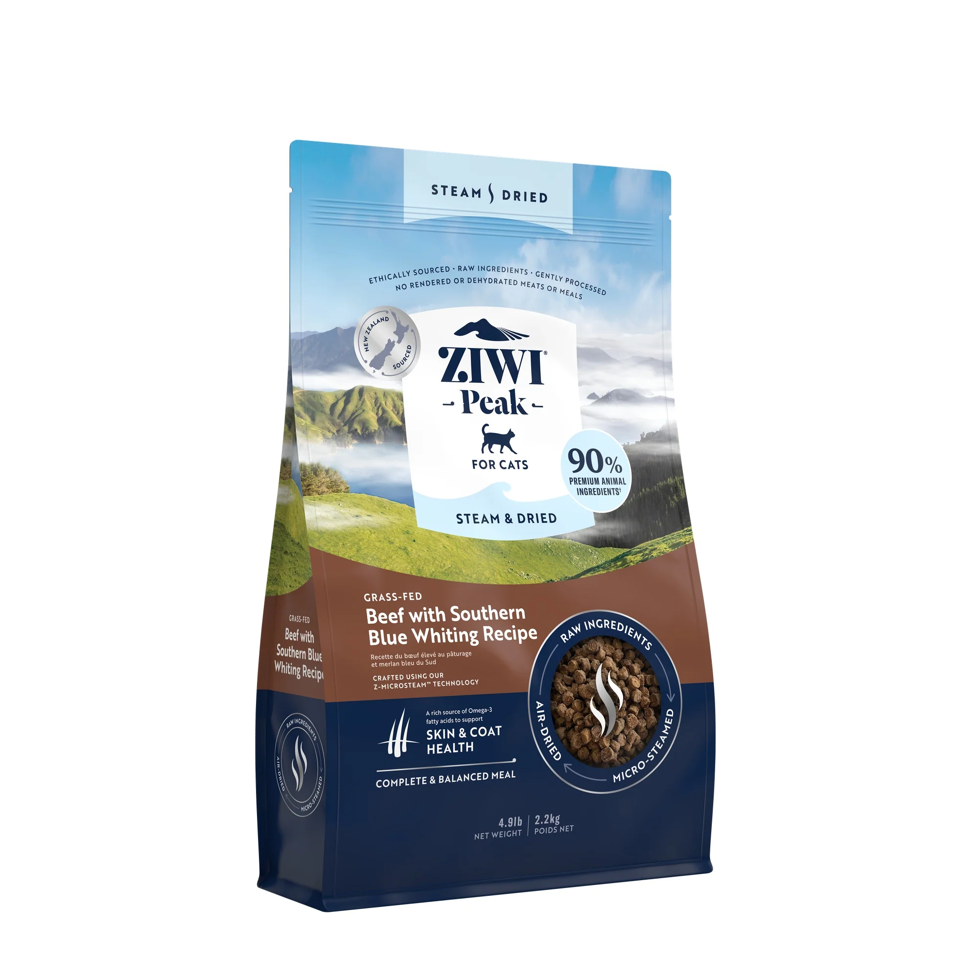 Ziwi Peak Steam & Dried Grass-fed Beef with Southern Blue Whiting Dry Cat Food - Image 14